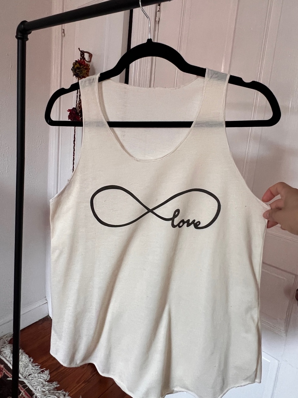 Women's Cream Tank Top with Infinity Love Graphic